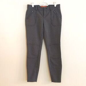 Anthro Cartonnier Grey Black Houndstooth Zipper Pocket Skinny Crop Capri Pant -2